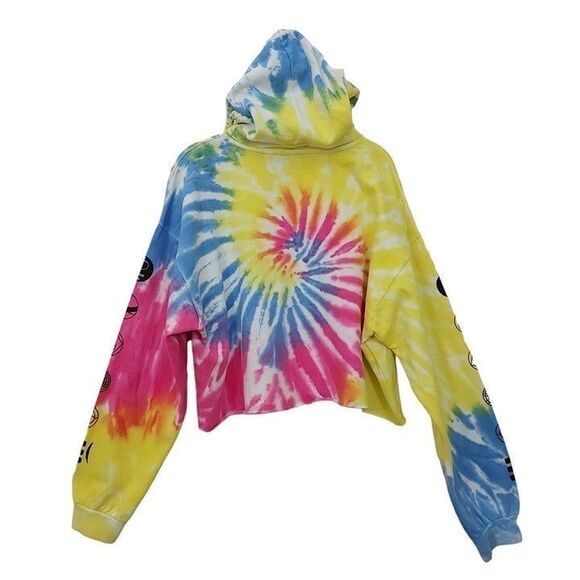 Pink Floyd Hoodie Womens XL Multicolor Cropped Tie Dye The Dark Side Of The Moon - Picture 9 of 12